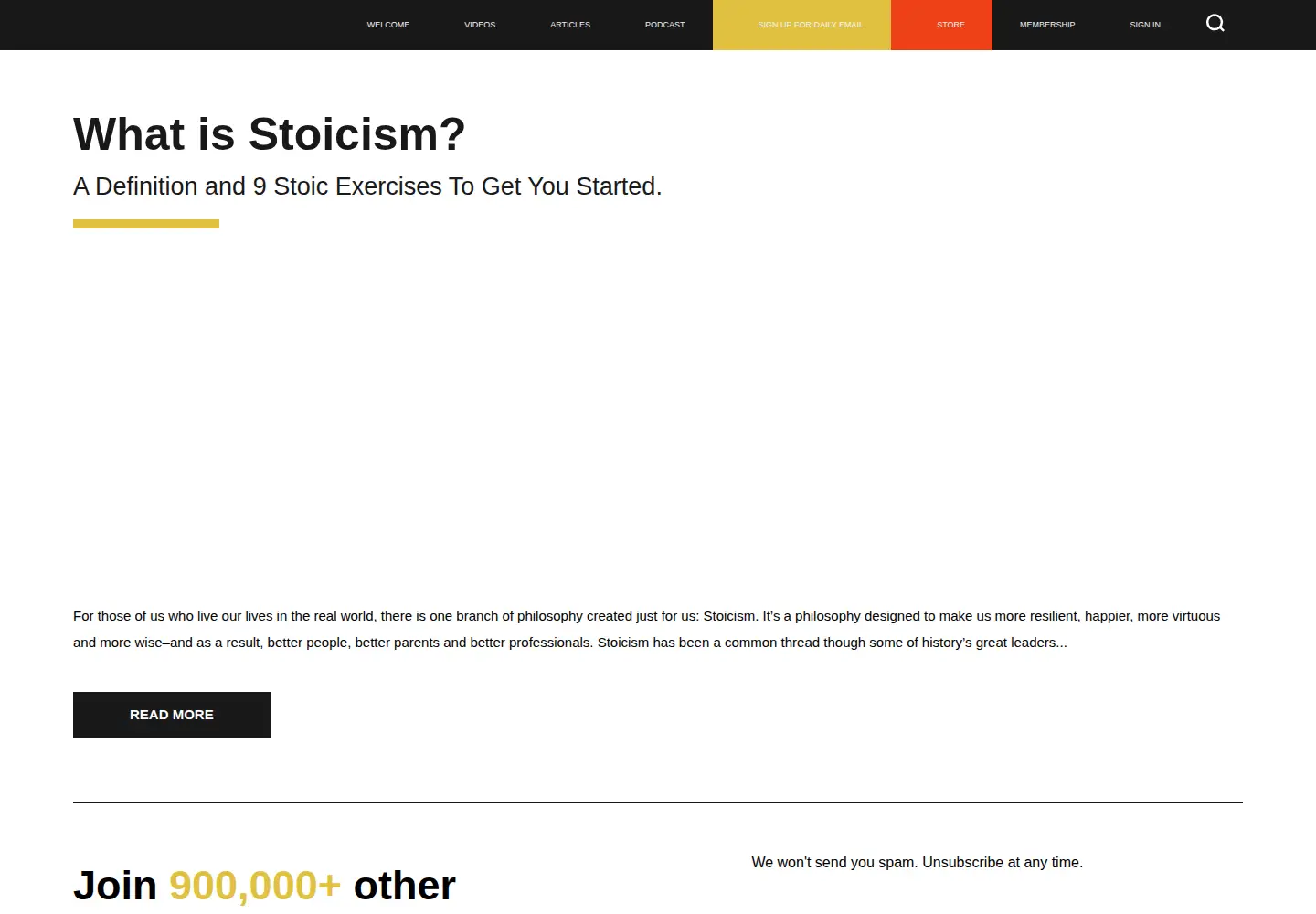 Captured homepage of dailystoic.com in the current scan