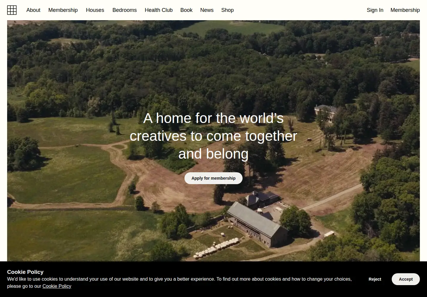 Captured homepage of sohohouse.com in the current scan