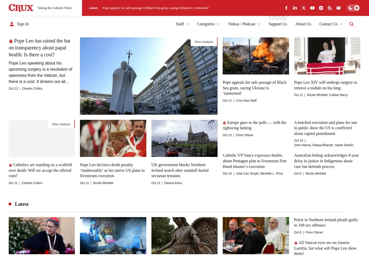 Captured homepage of cruxnow.com in the current scan
