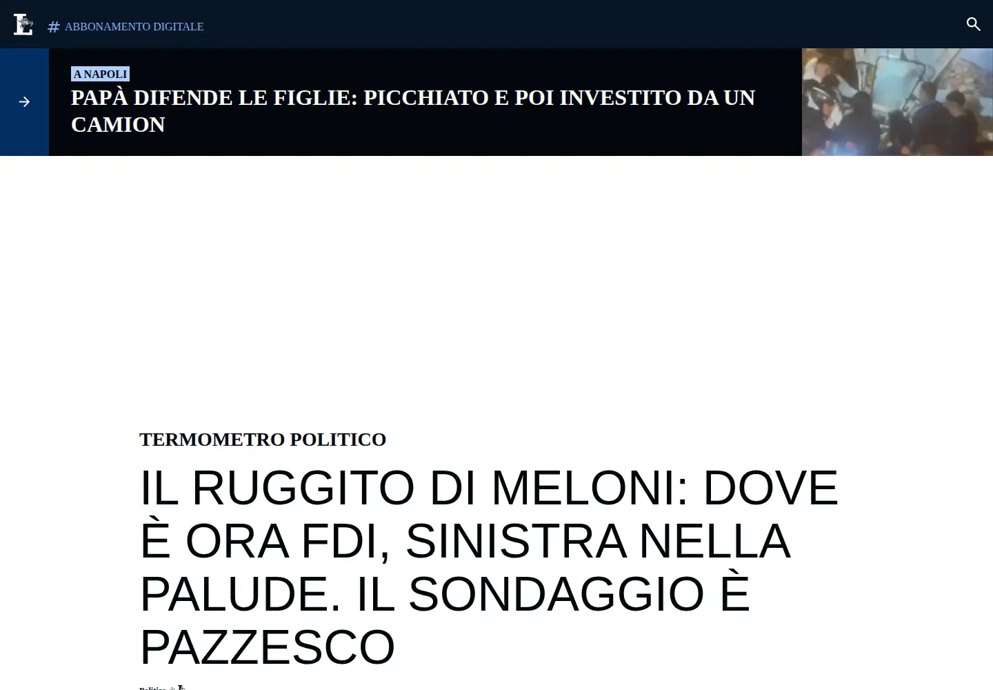 Captured homepage of liberoquotidiano.it in the current scan