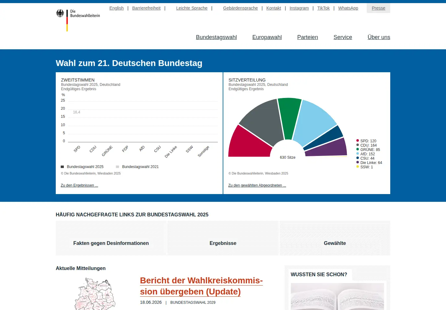 Screenshot of bundeswahlleiter.de