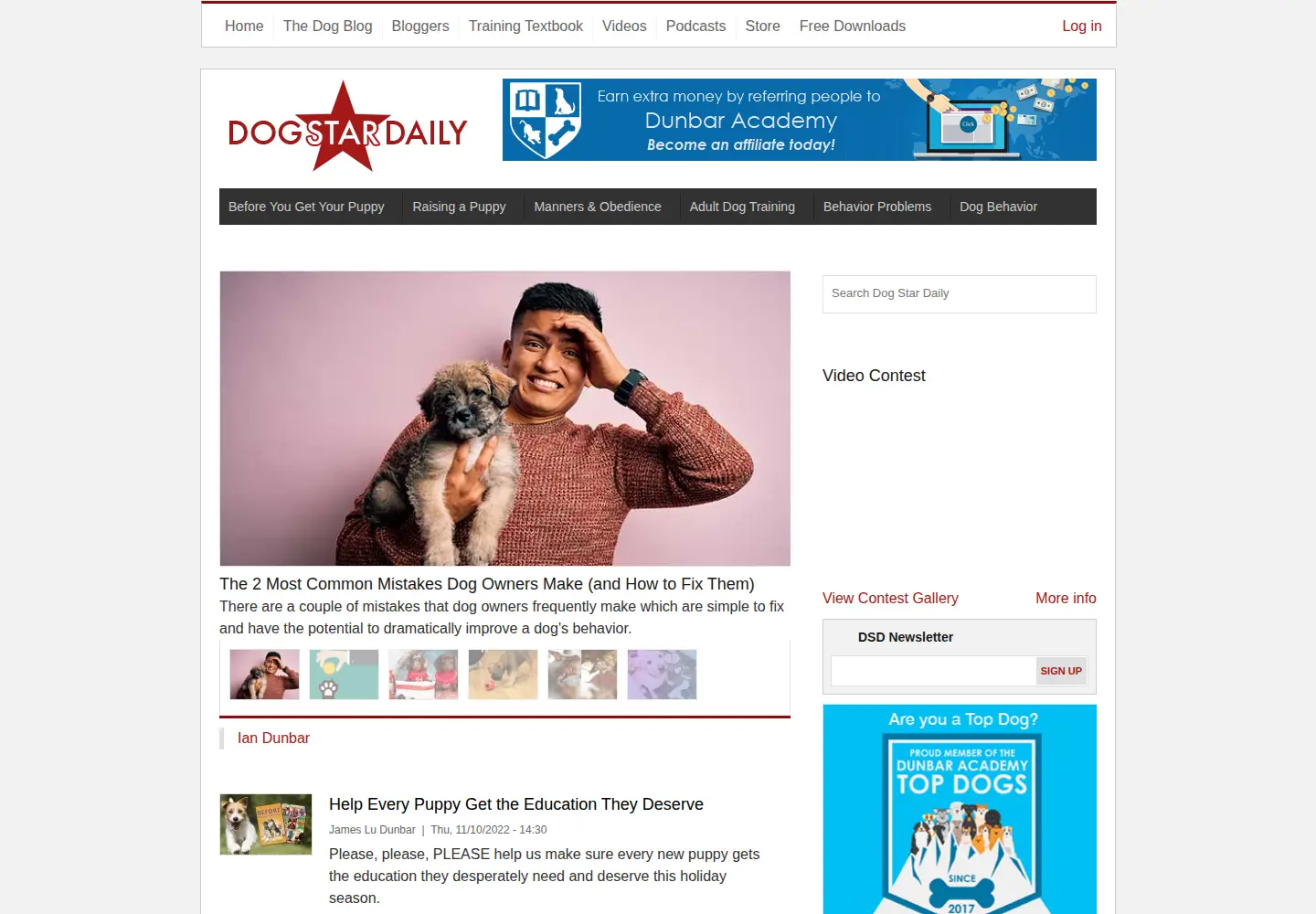 Captured homepage of dogstardaily.com in the current scan