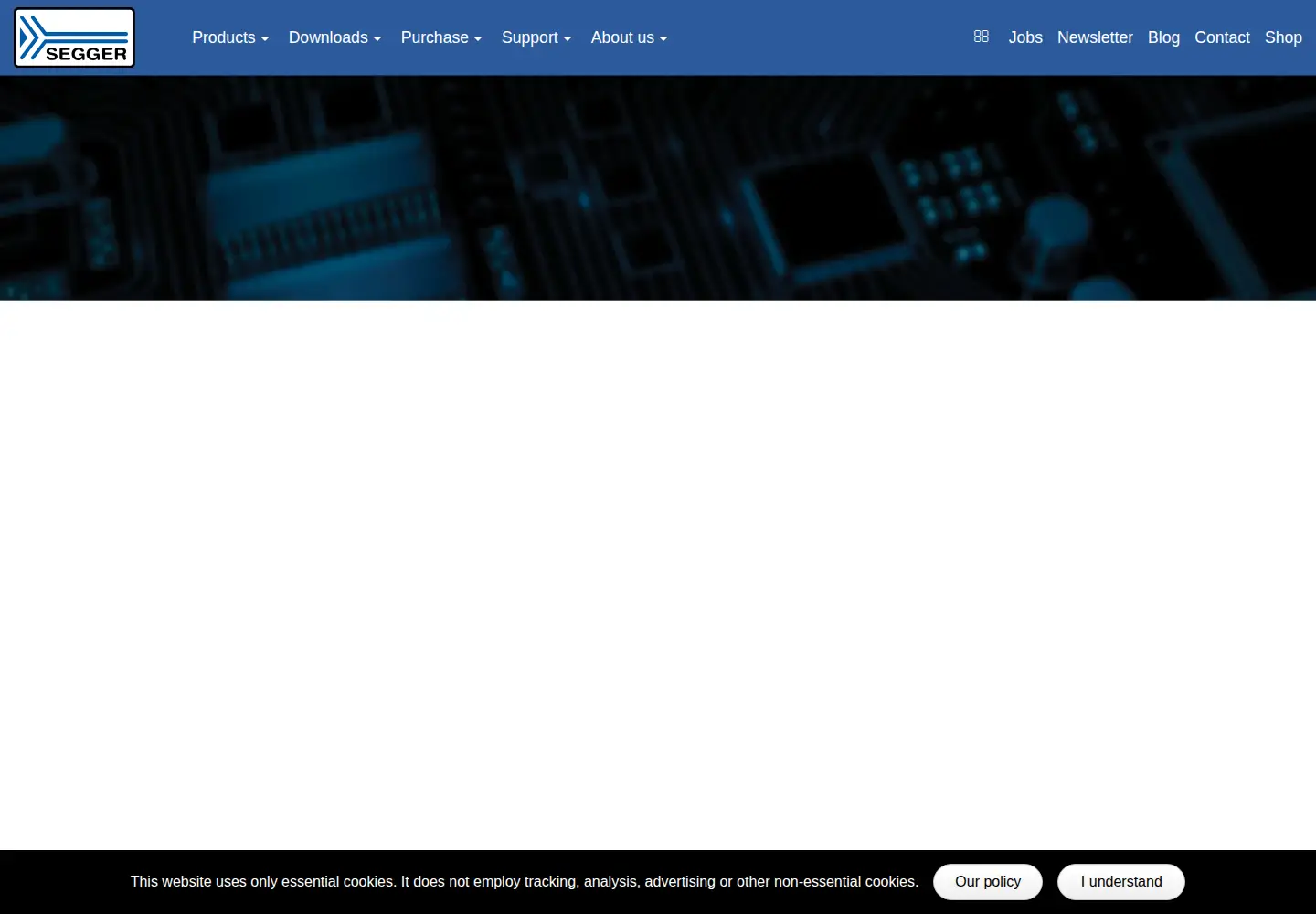 Captured homepage of segger.com in the current scan