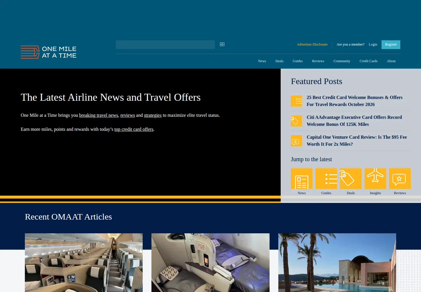 Captured homepage of onemileatatime.com in the current scan