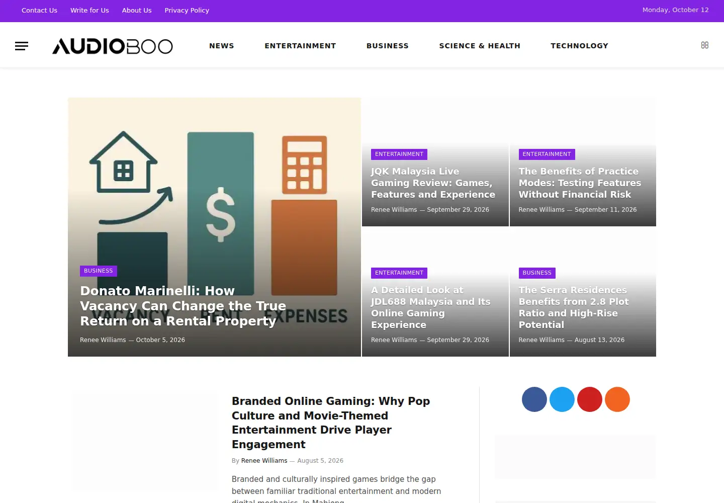 Captured homepage of audioboo.fm in the current scan