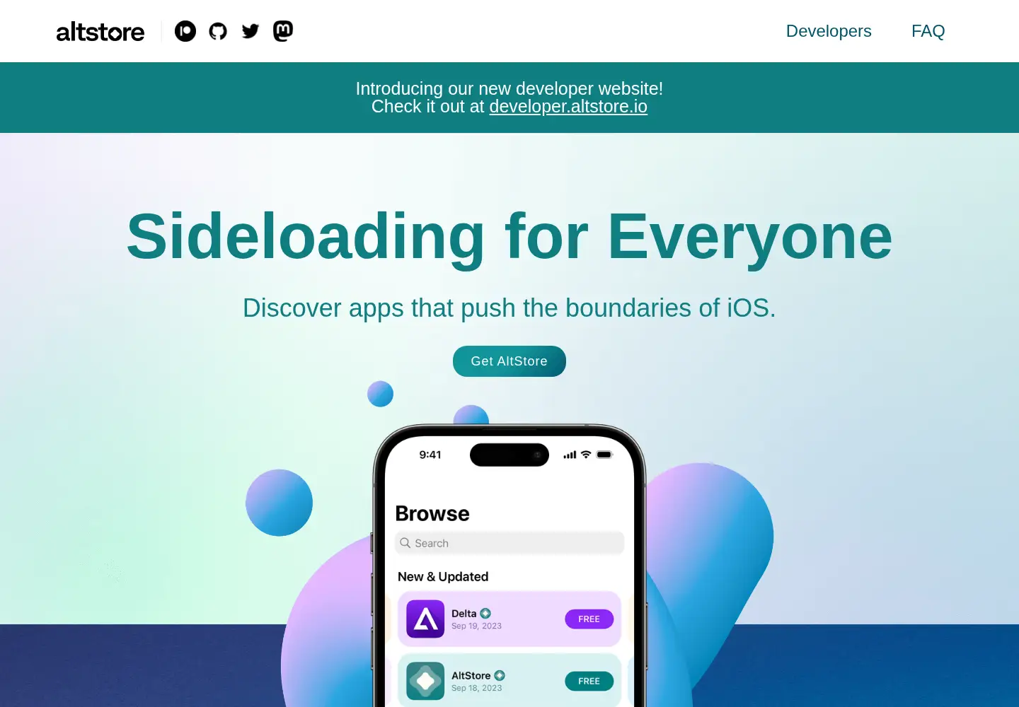 Captured homepage of altstore.io in the current scan