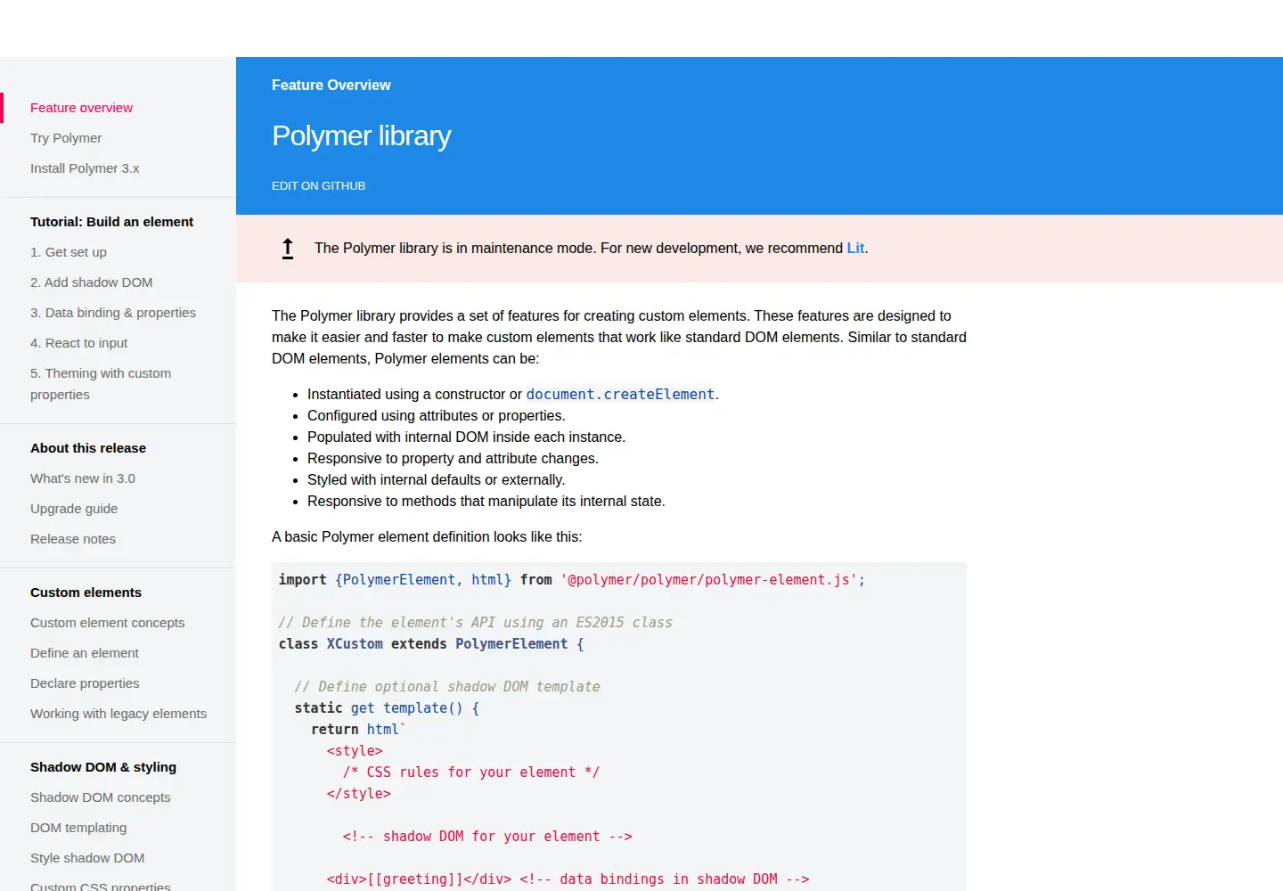 Screenshot of polymer-project.org