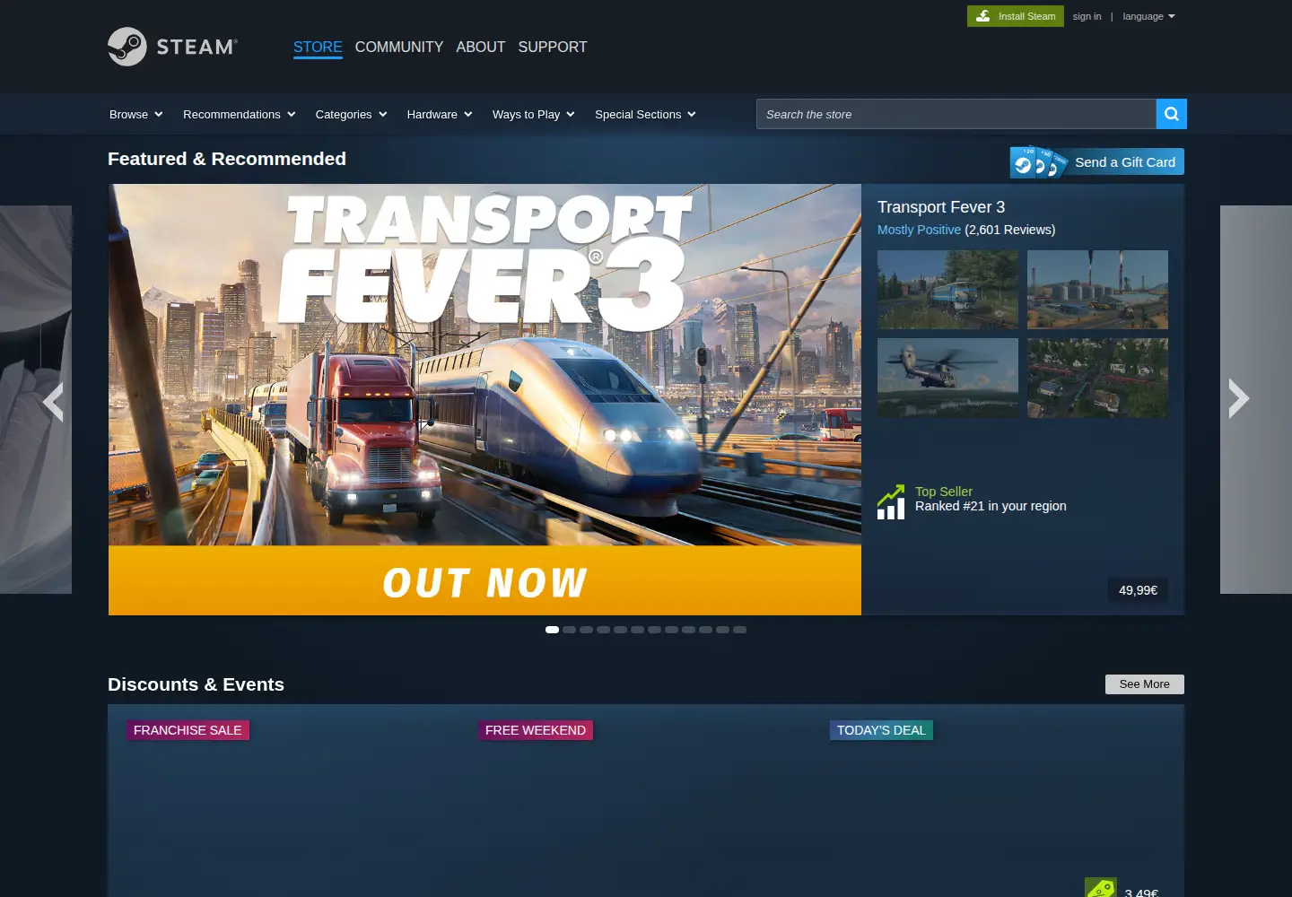 Captured homepage of steamgames.com in the current scan