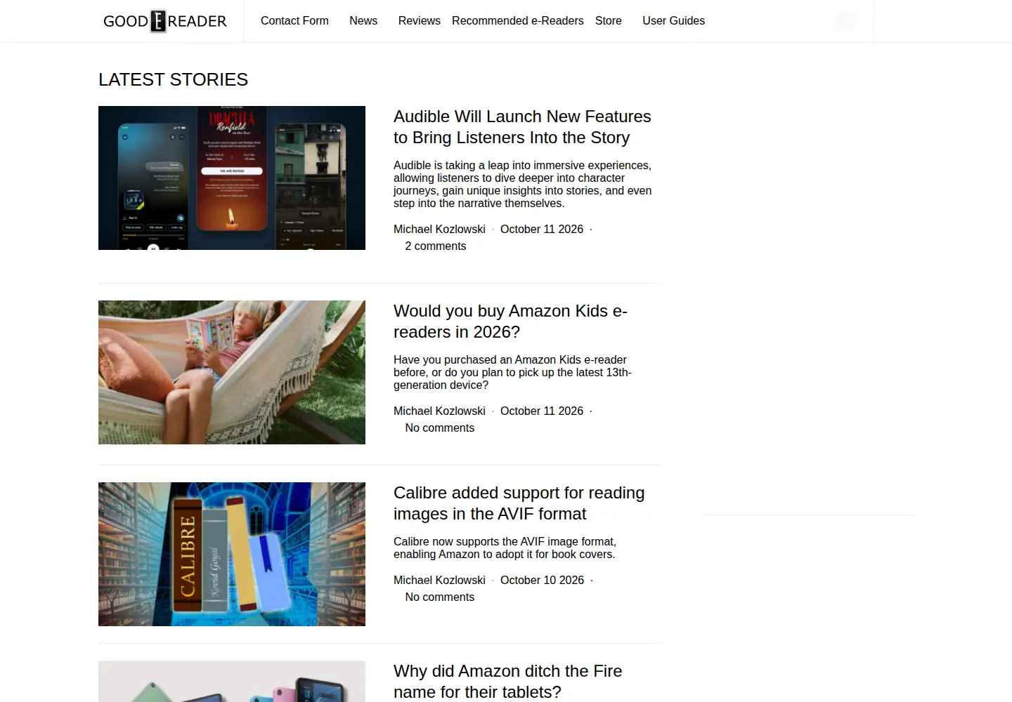 Screenshot of goodereader.com