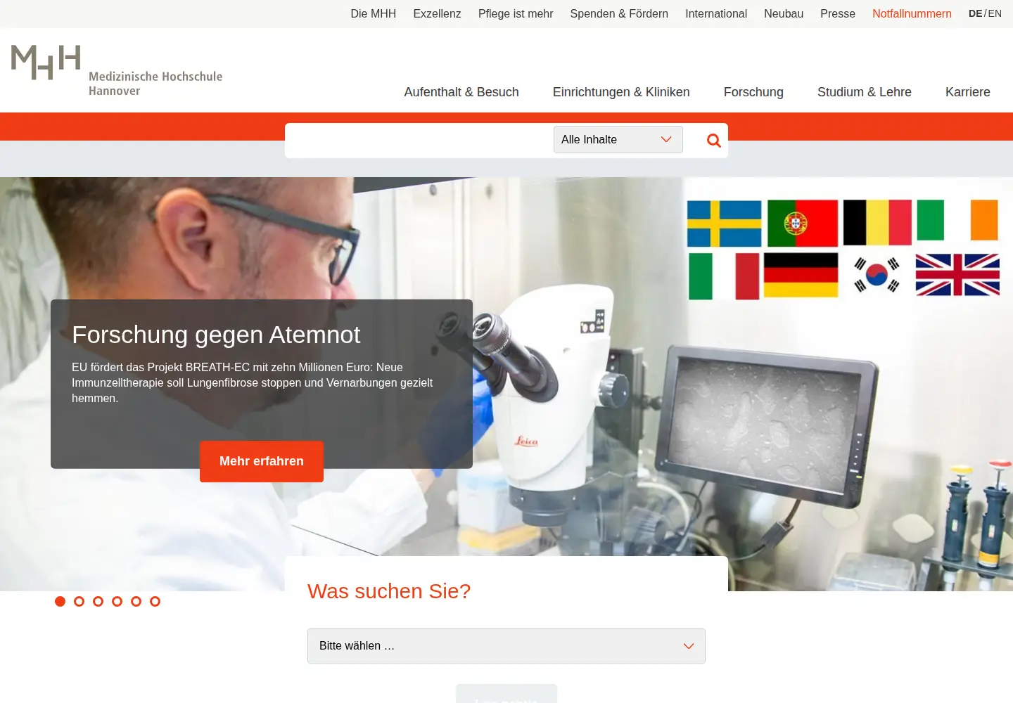 Captured homepage of mhh.de in the current scan