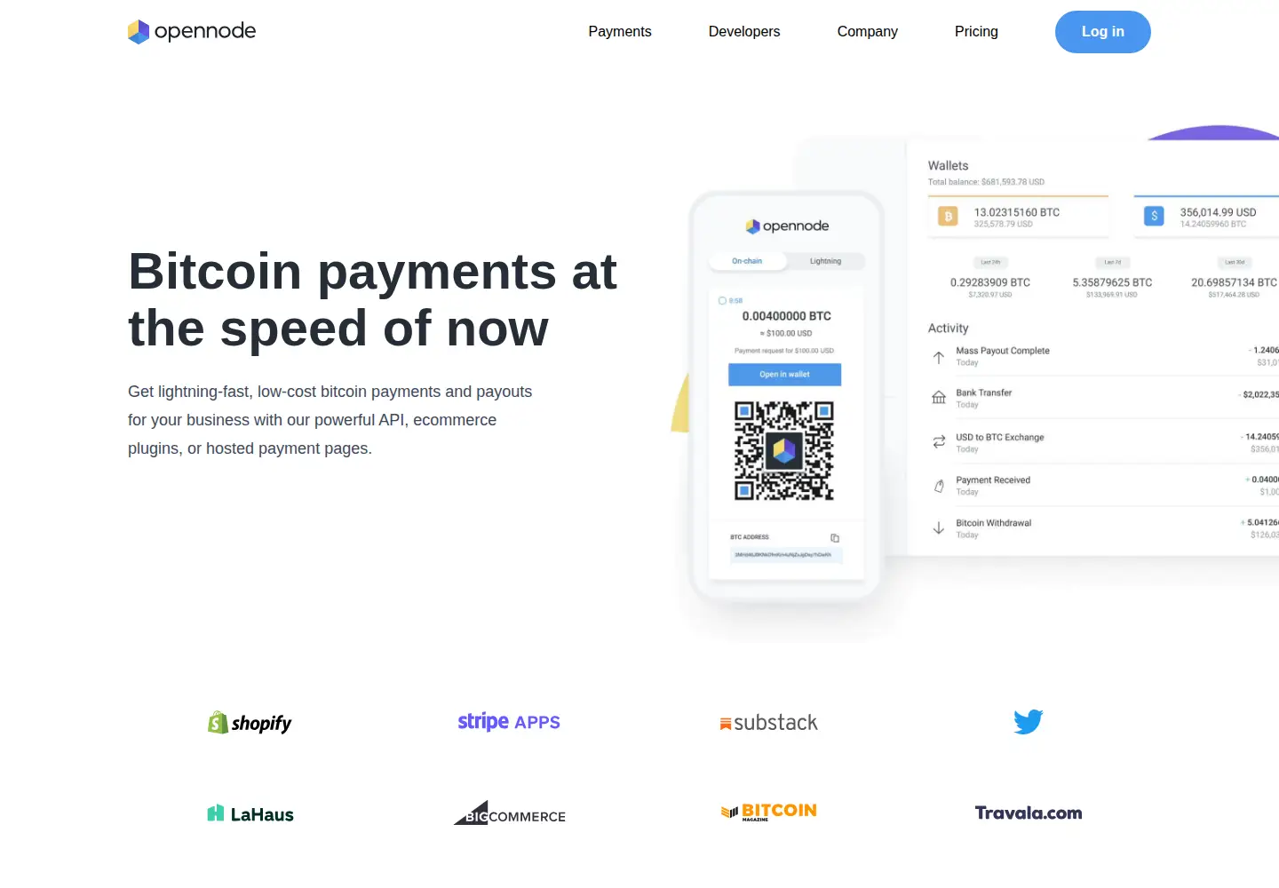 Screenshot of opennode.com