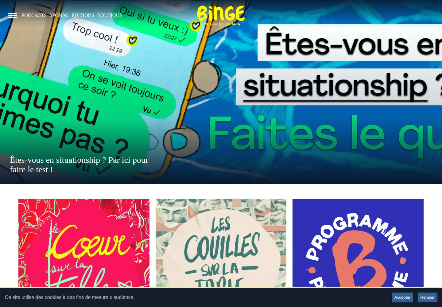 Screenshot of binge.audio