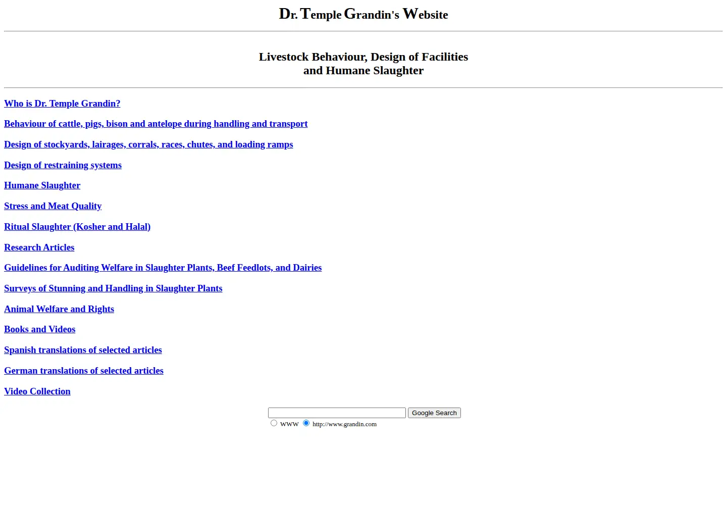 Screenshot of grandin.com