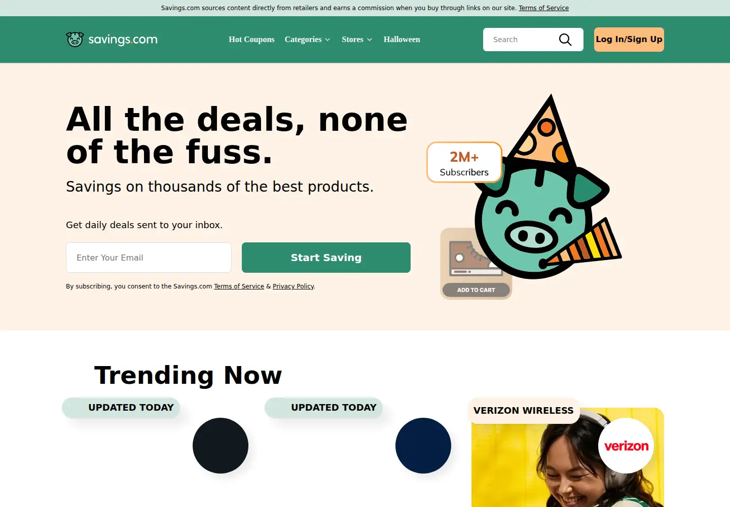Screenshot of savings.com