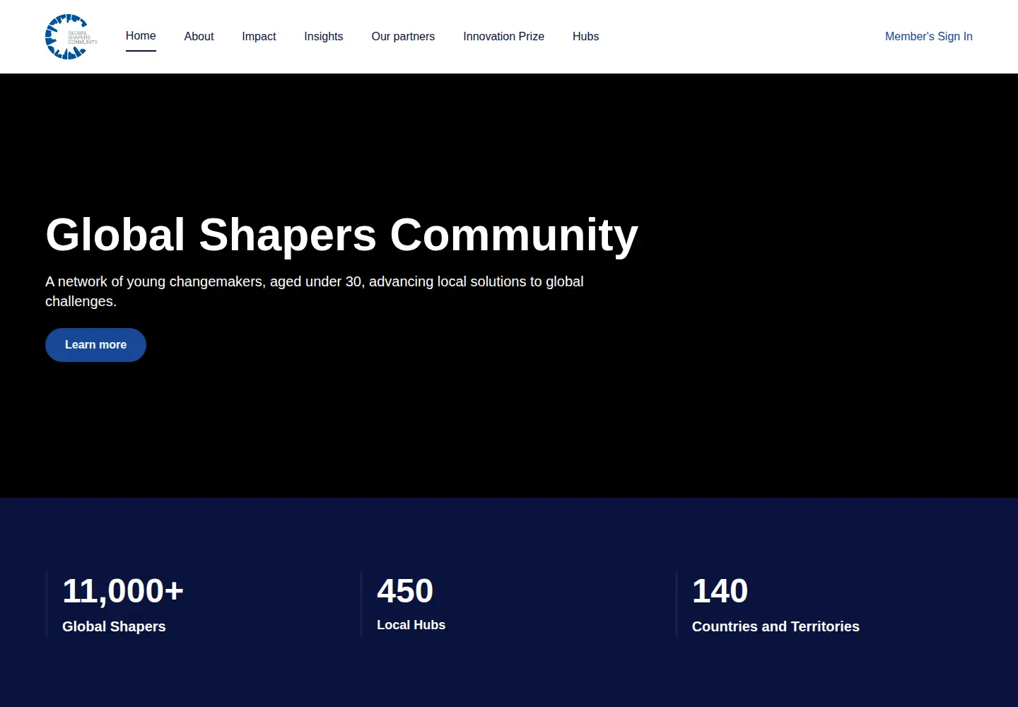 Screenshot of globalshapers.org