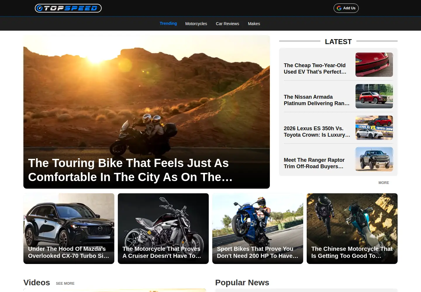 Captured homepage of topspeed.com in the current scan