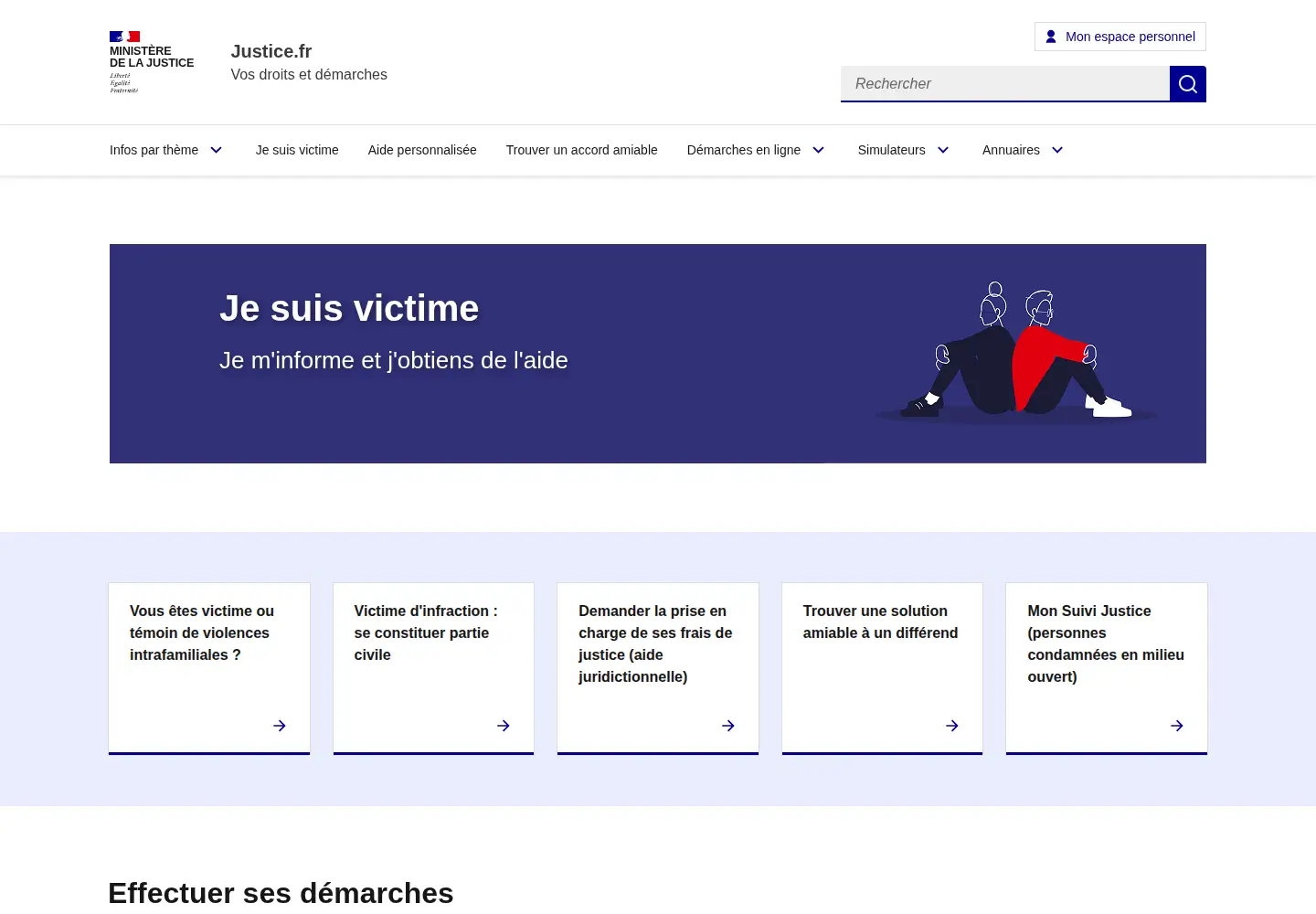Captured homepage of justice.fr in the current scan