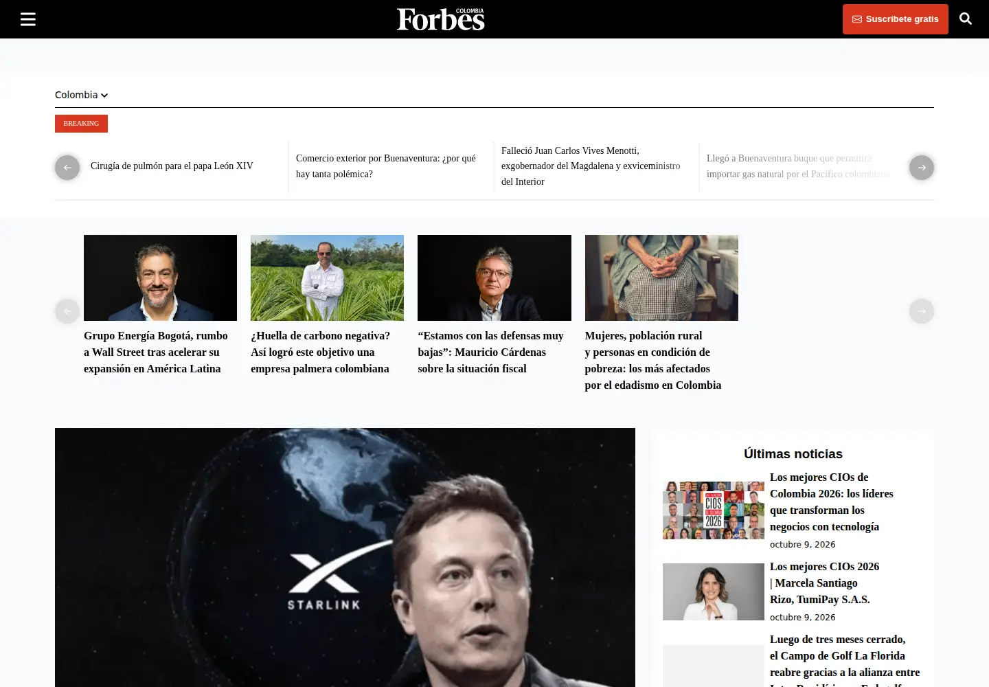 Captured homepage of forbes.co in the current scan