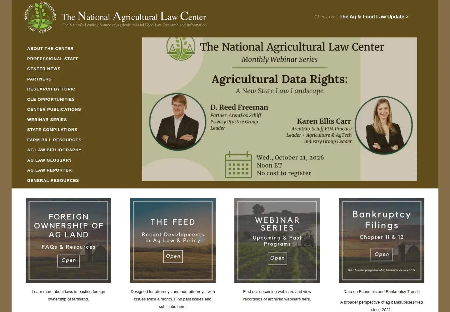Captured homepage of nationalaglawcenter.org in the current scan