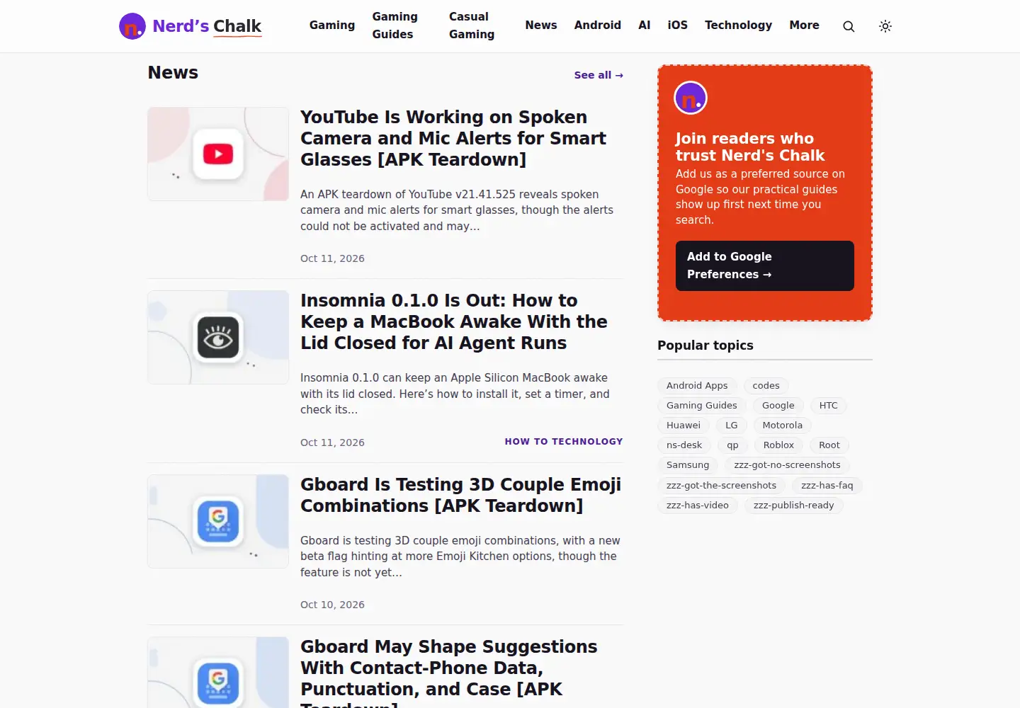 Screenshot of nerdschalk.com