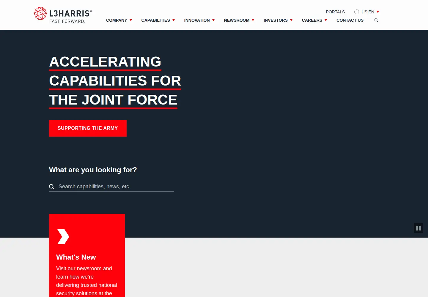 Captured homepage of l3harris.com in the current scan