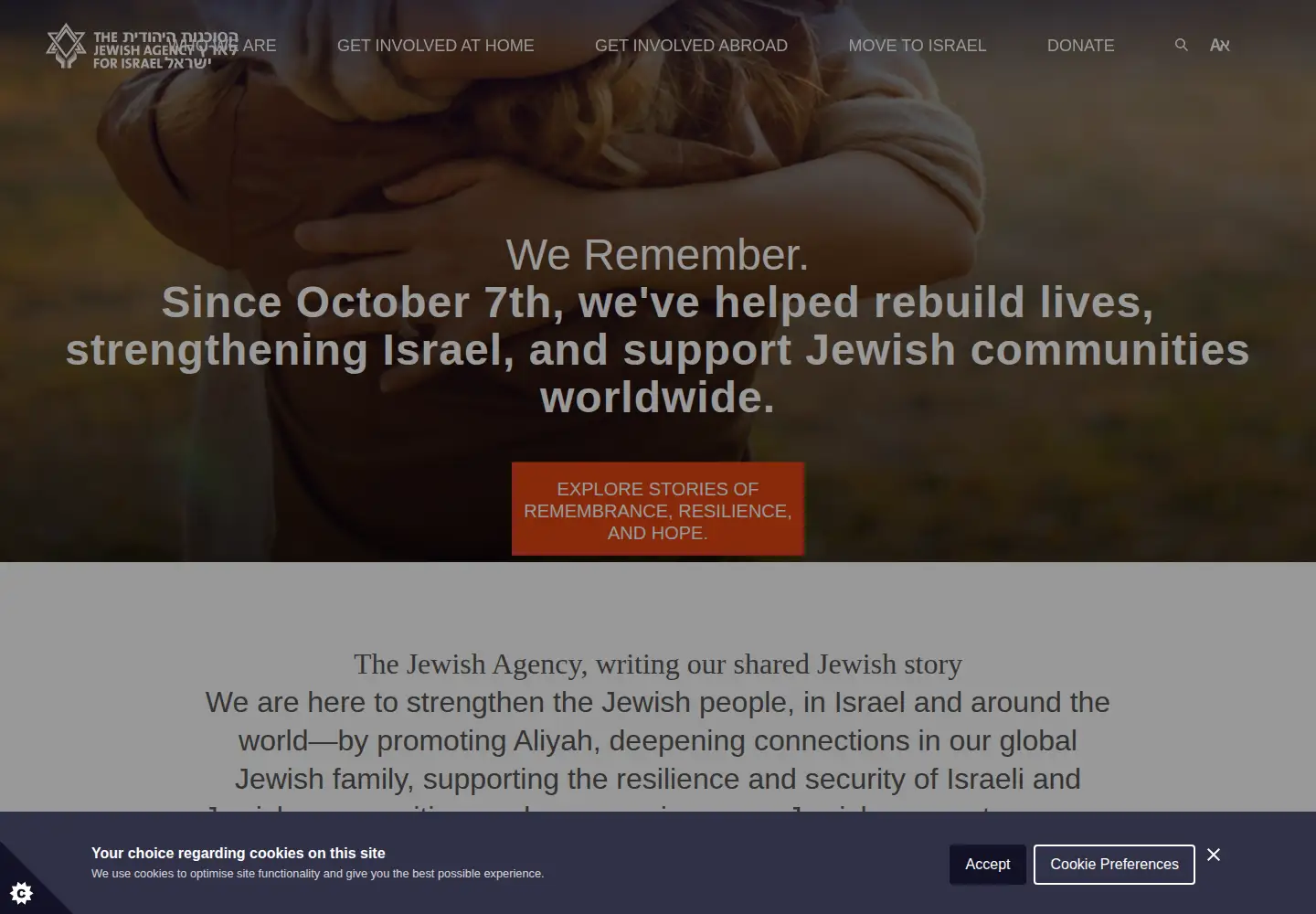 Captured homepage of jewishagency.org in the current scan