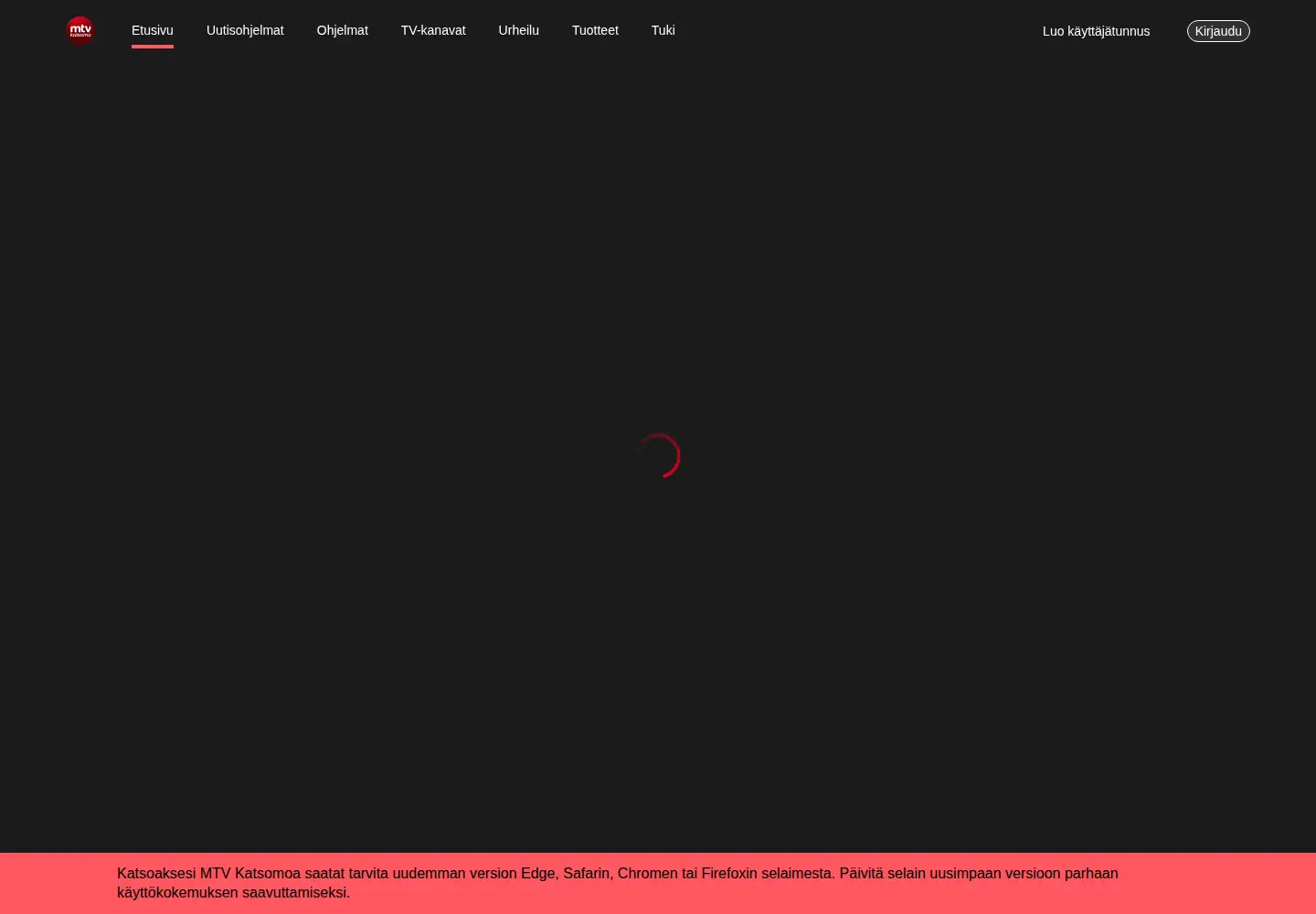 Captured homepage of mtv.fi in the current scan