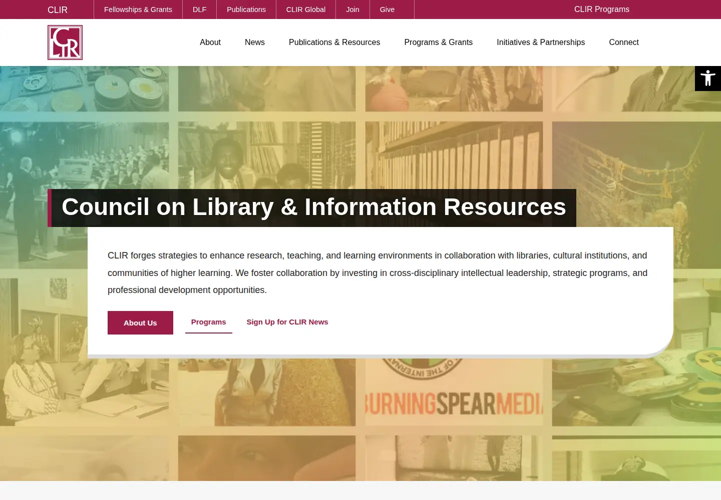 Captured homepage of clir.org in the current scan