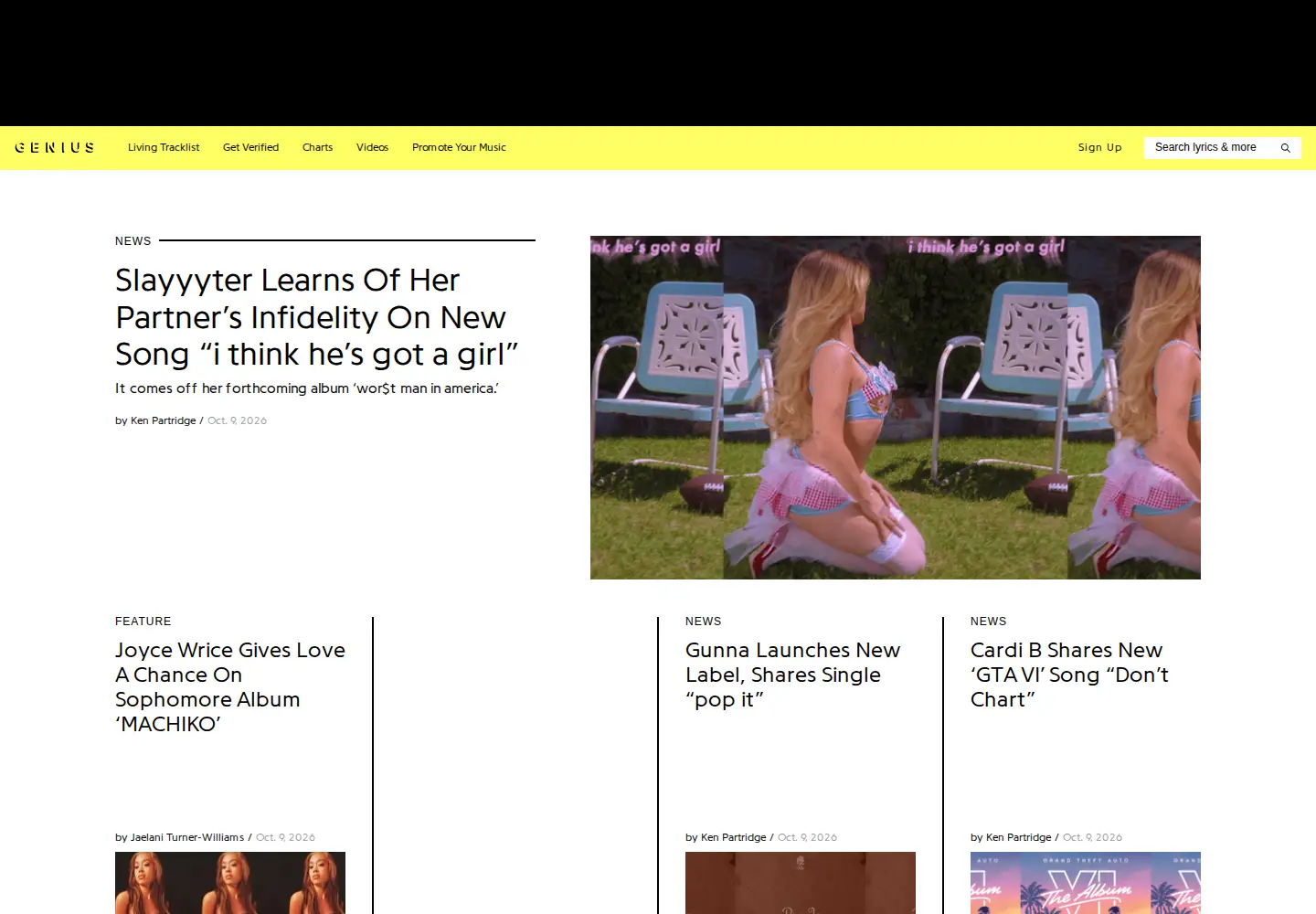 Captured homepage of rapgenius.com in the current scan