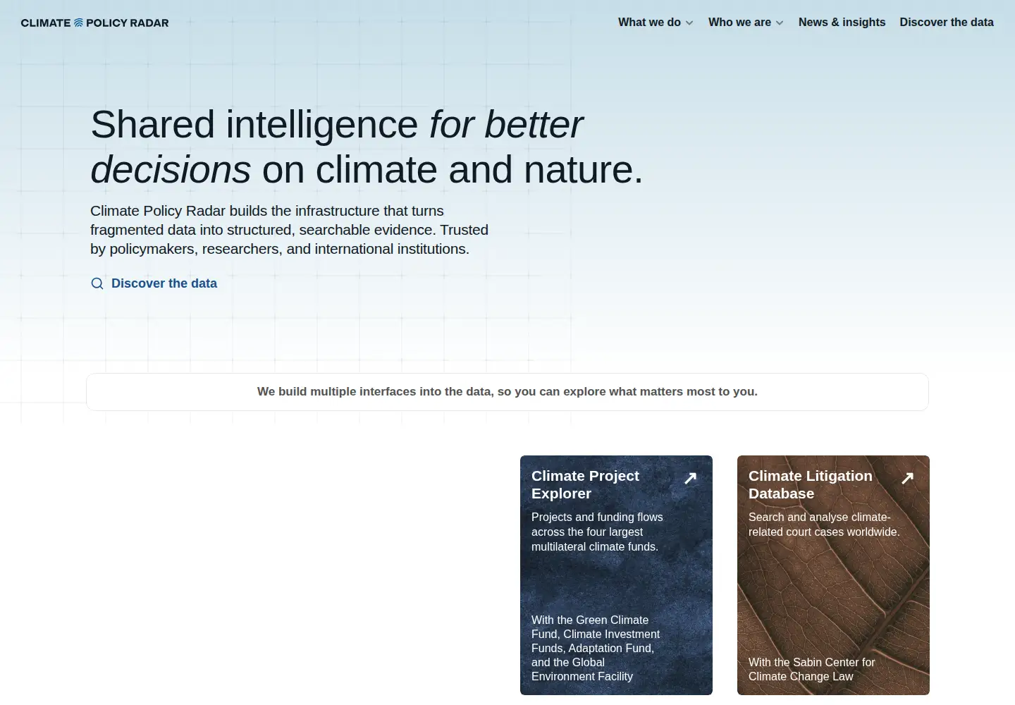 Screenshot of climatepolicyradar.org