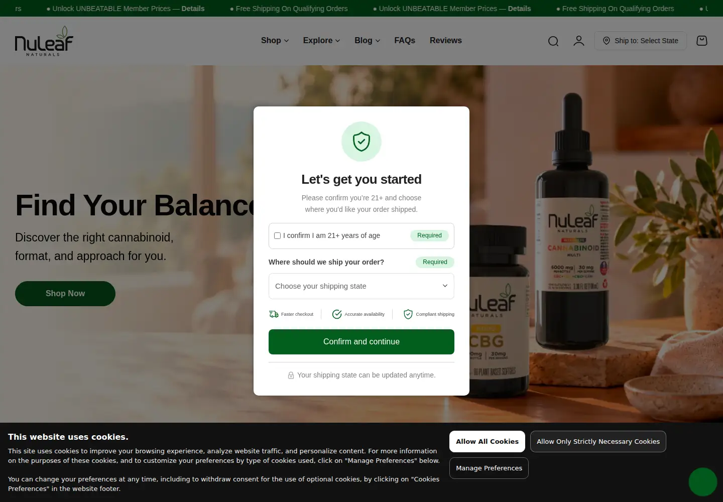 Screenshot of nuleafnaturals.com