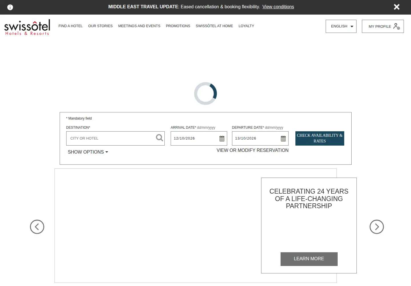 Captured homepage of swissotel.com in the current scan