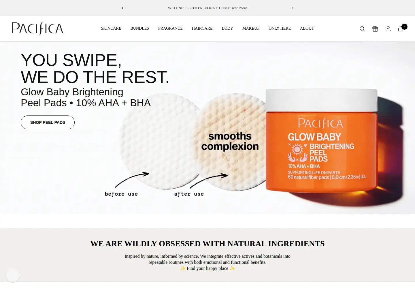 Captured homepage of pacificabeauty.com in the current scan