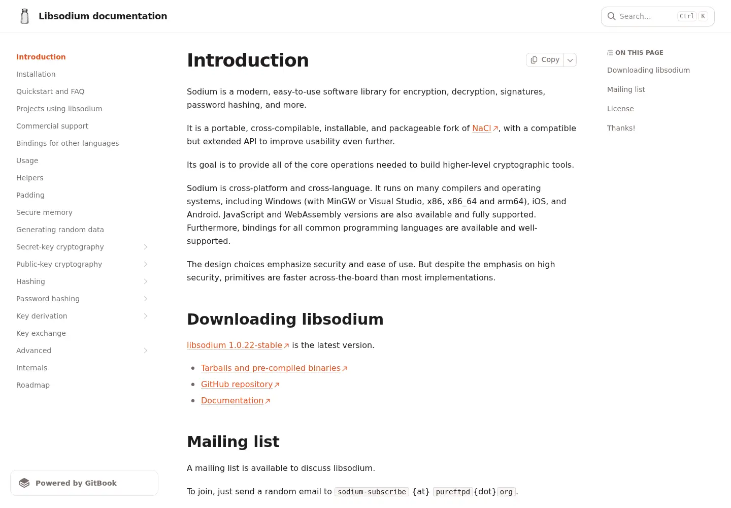 Captured homepage of libsodium.org in the current scan