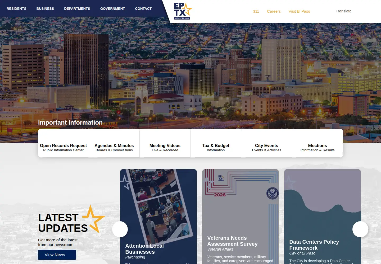 Screenshot of elpasotexas.gov