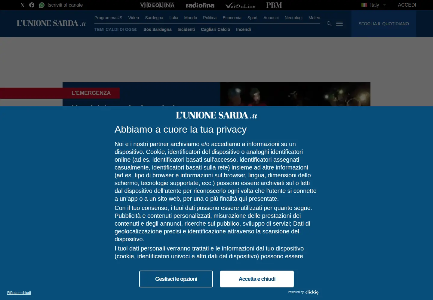Screenshot of unionesarda.it