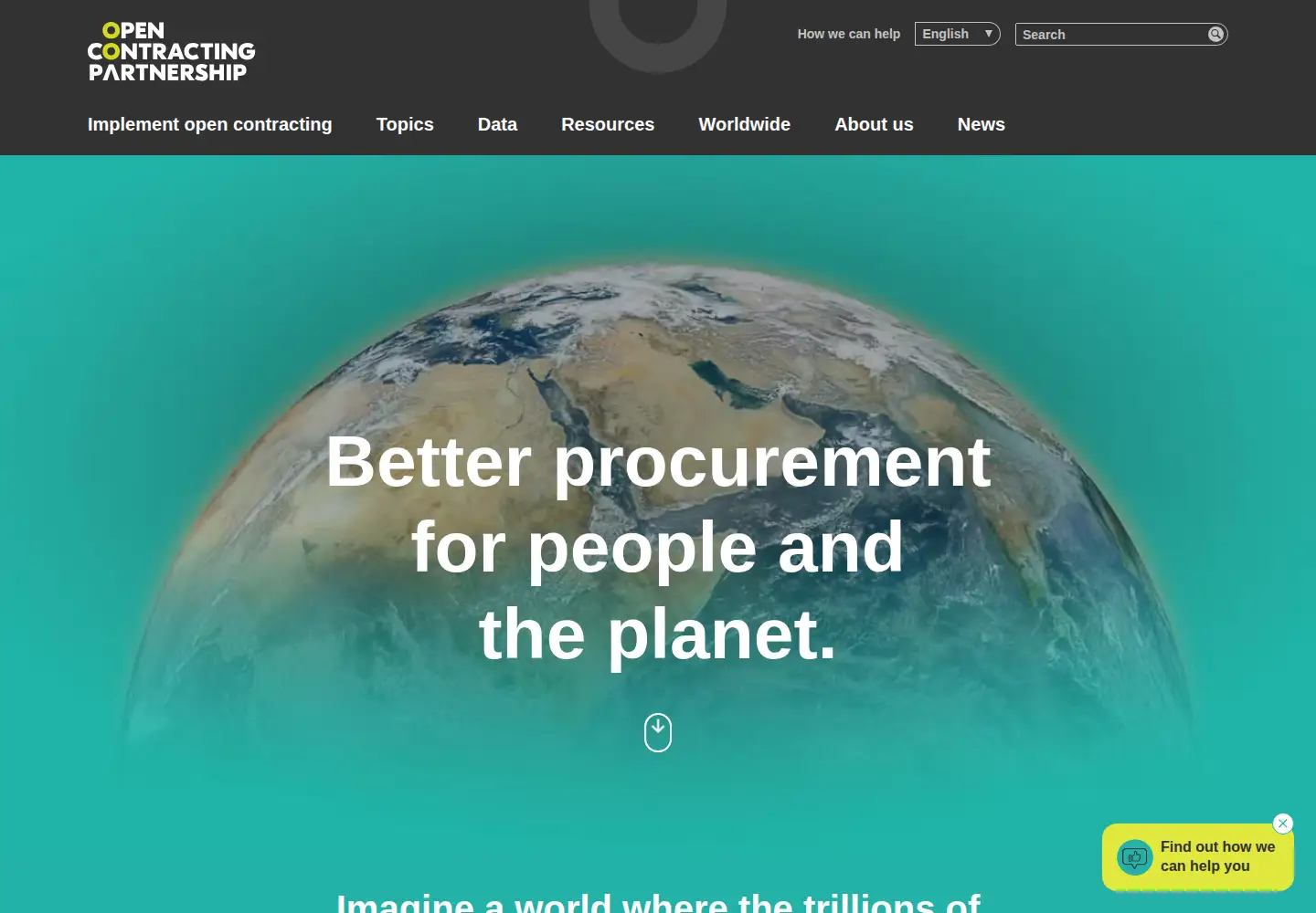 Captured homepage of open-contracting.org in the current scan