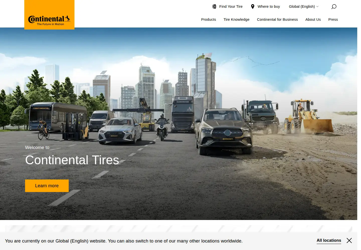 Screenshot of continental-tires.com