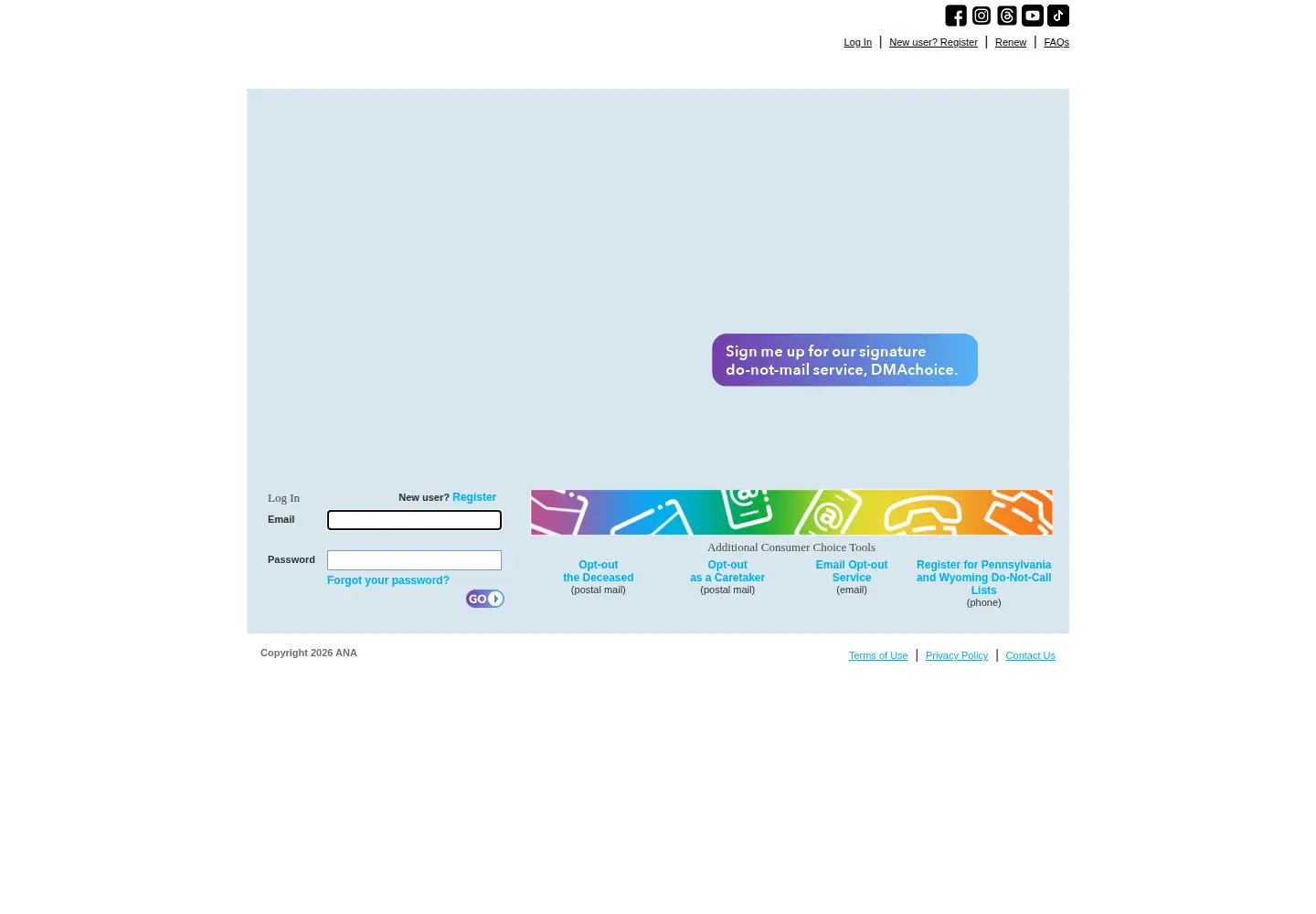 Screenshot of dmachoice.org