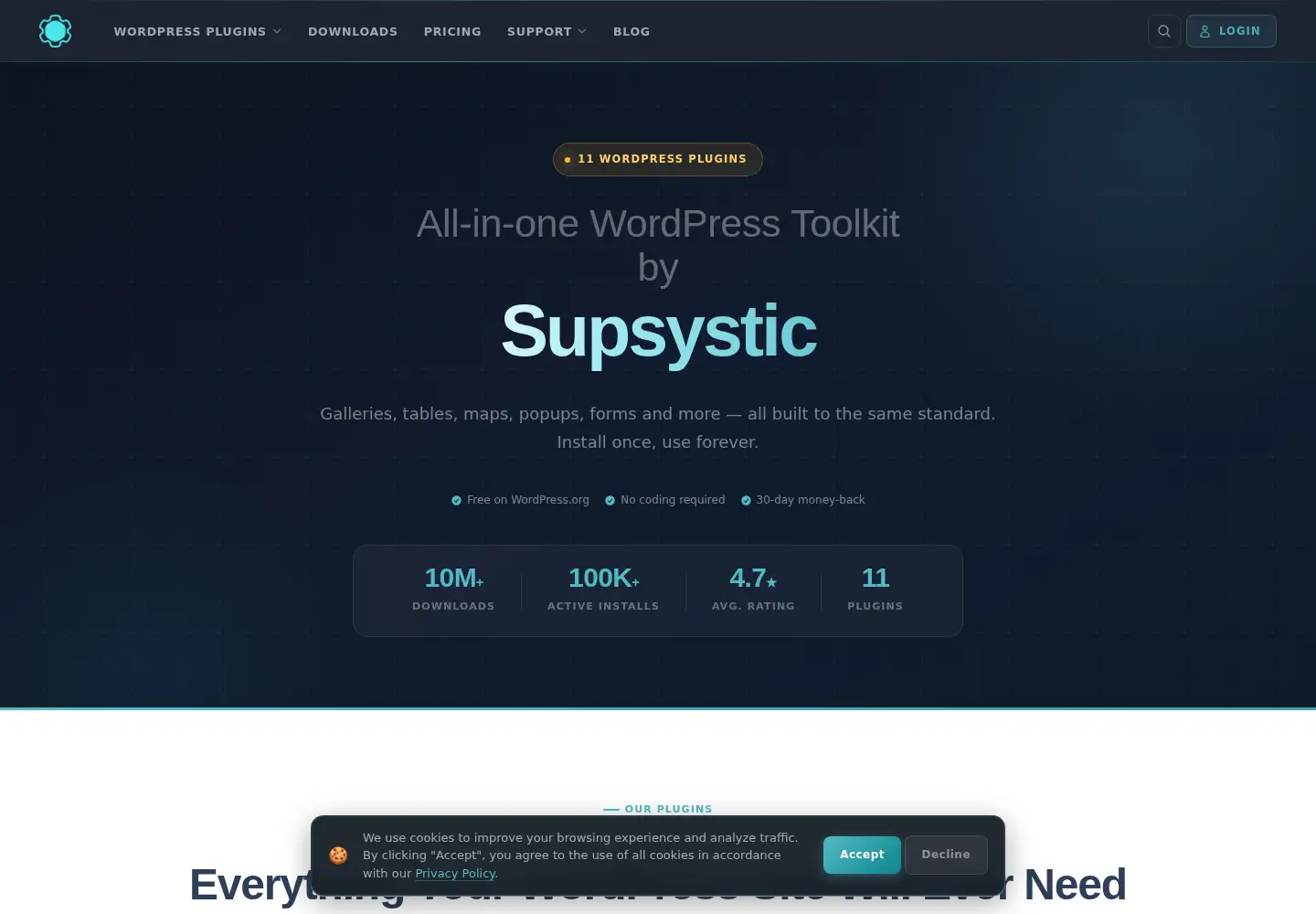 Captured homepage of supsystic.com in the current scan