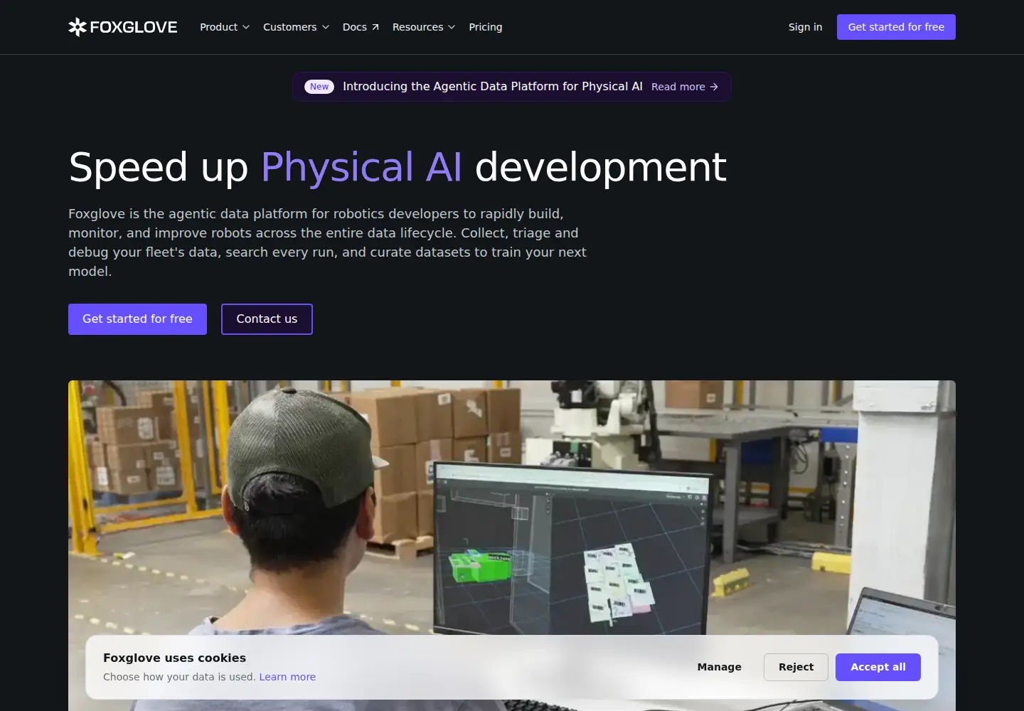 Captured homepage of foxglove.dev in the current scan