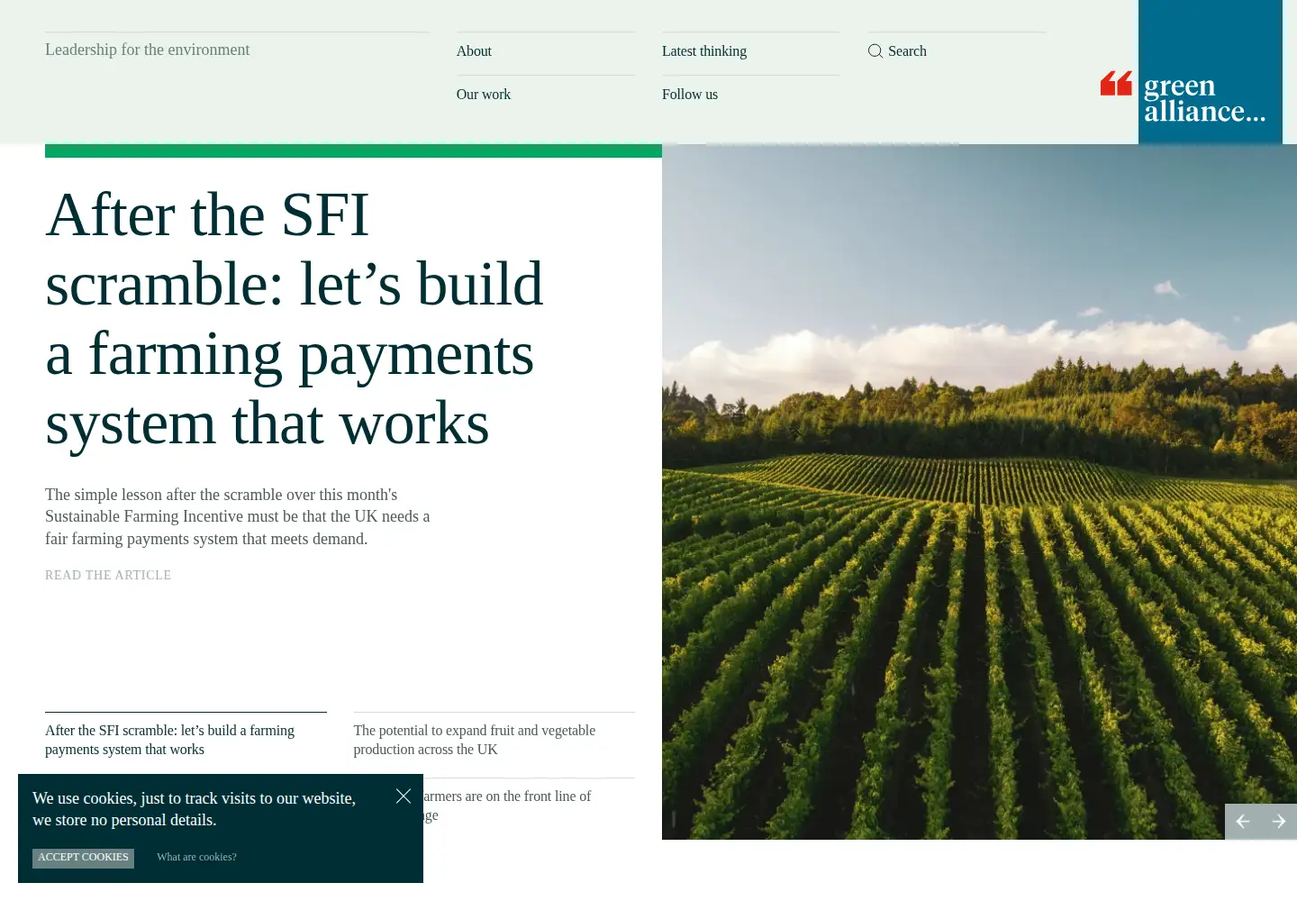 Captured homepage of green-alliance.org.uk in the current scan