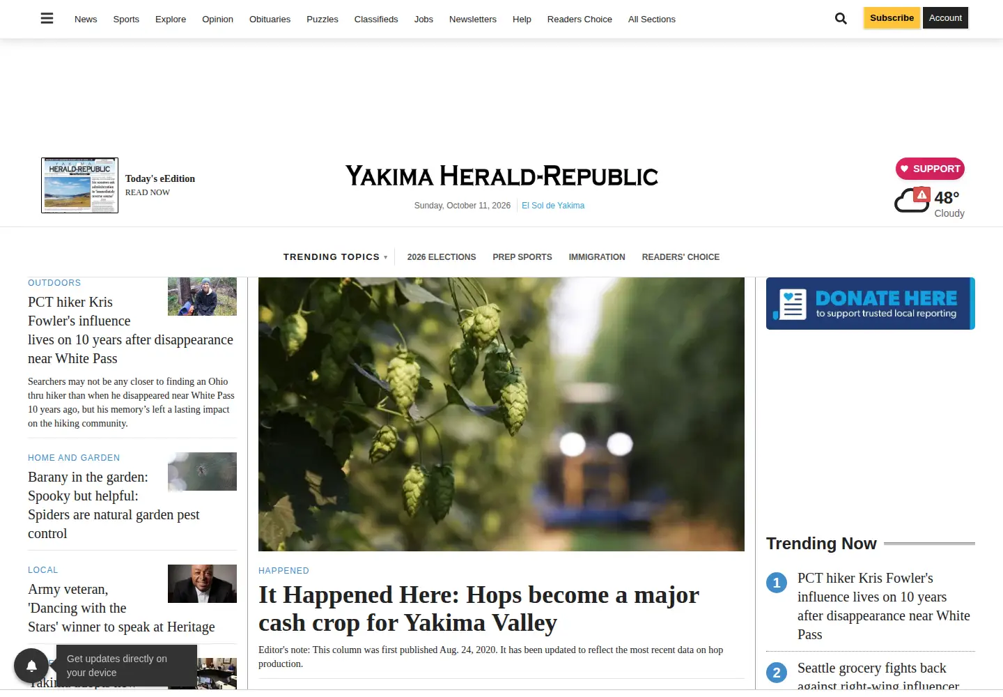 Captured homepage of yakimaherald.com in the current scan