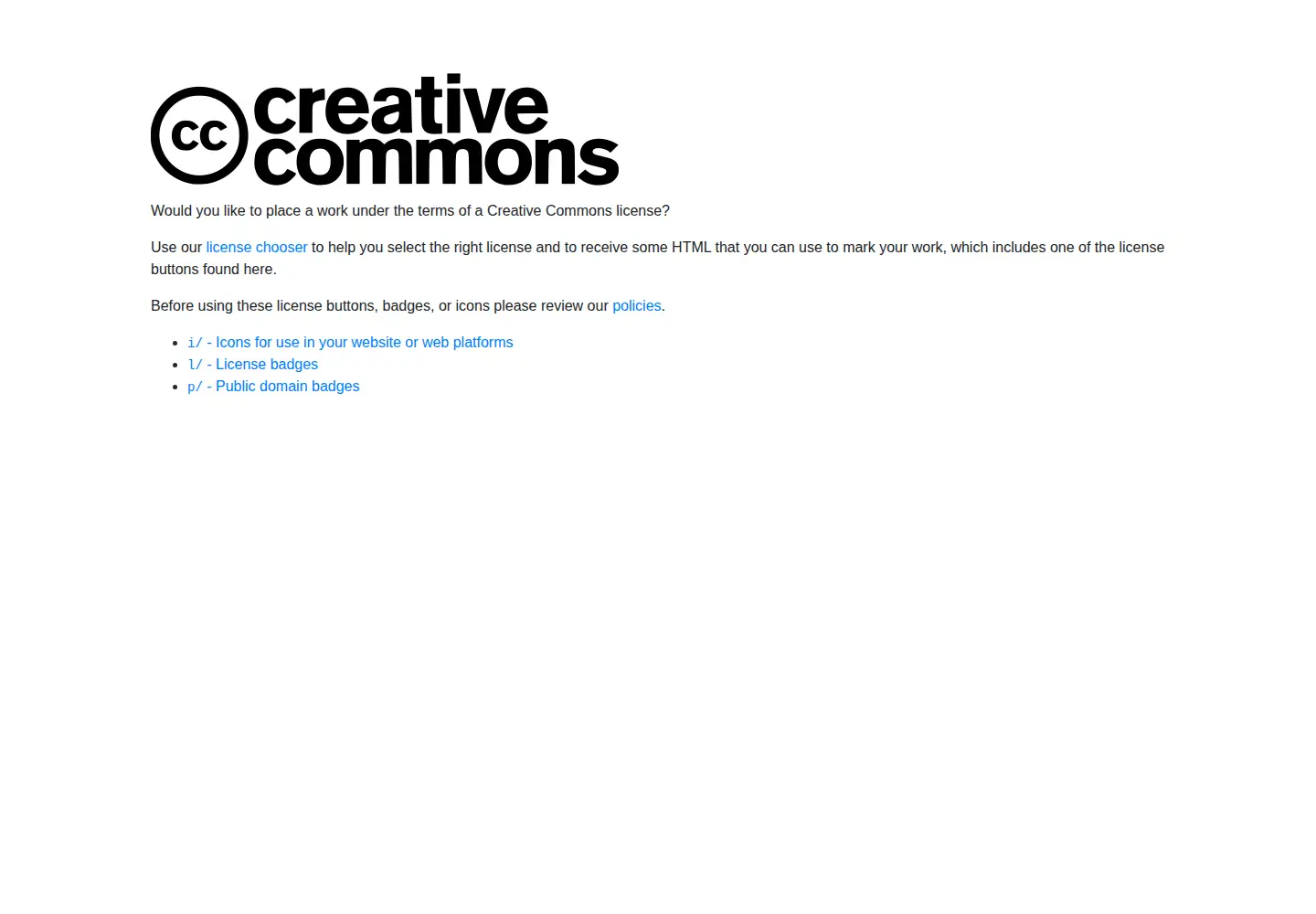Captured homepage of licensebuttons.net in the current scan