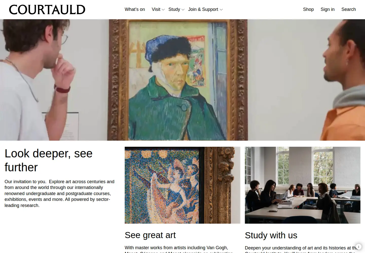 Captured homepage of courtauld.ac.uk in the current scan