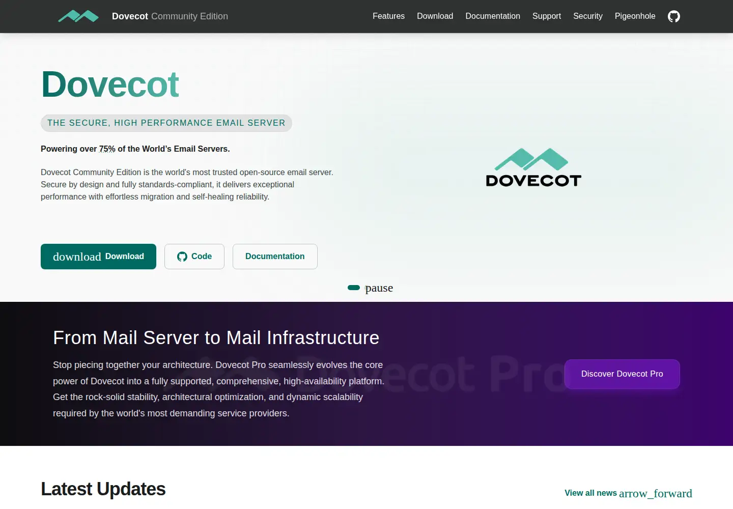 Screenshot of dovecot.org
