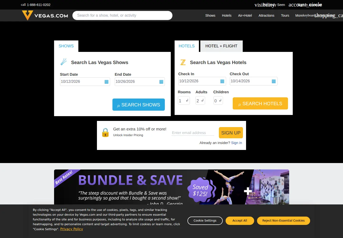 Screenshot of vegas.com