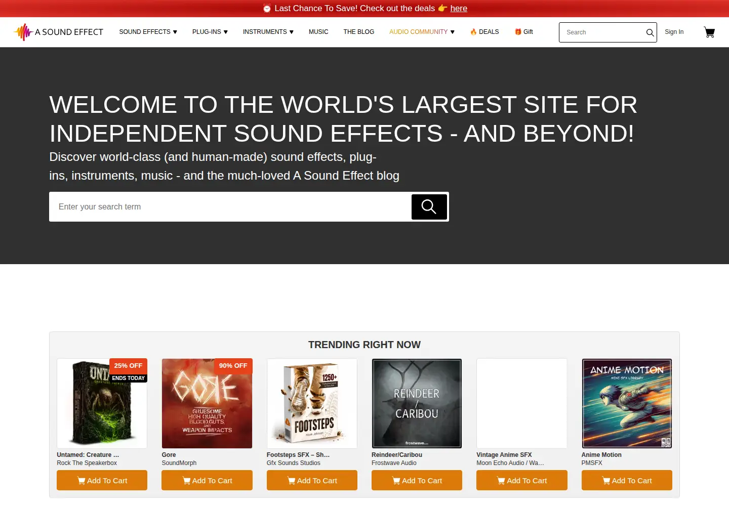 Captured homepage of asoundeffect.com in the current scan