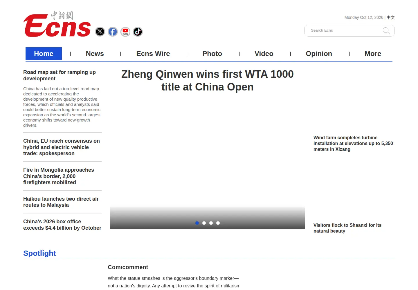 Screenshot of ecns.cn