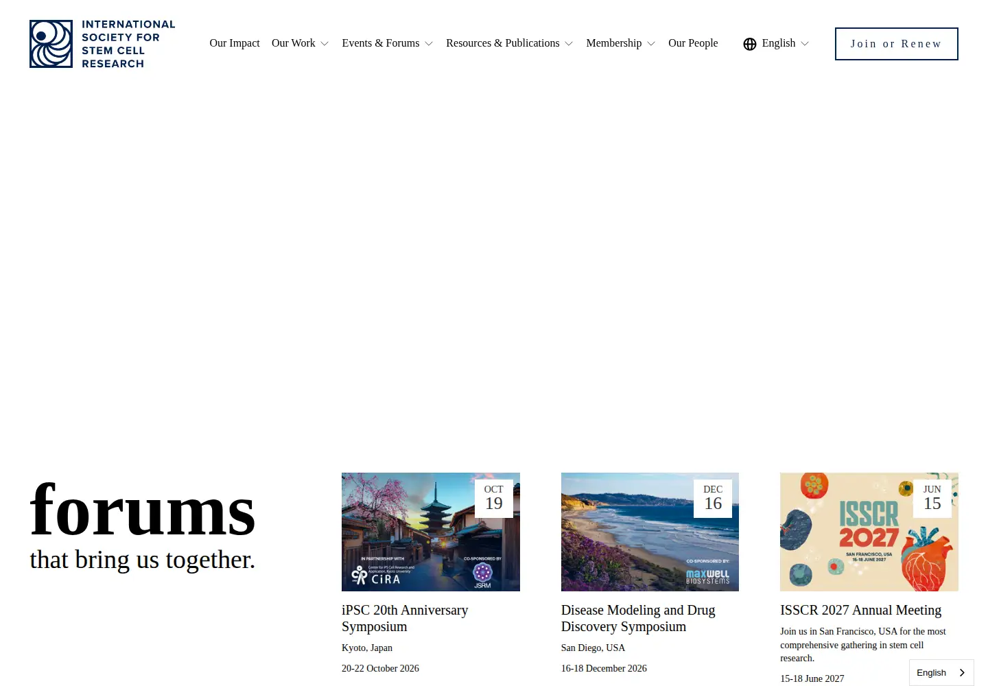 Screenshot of isscr.org